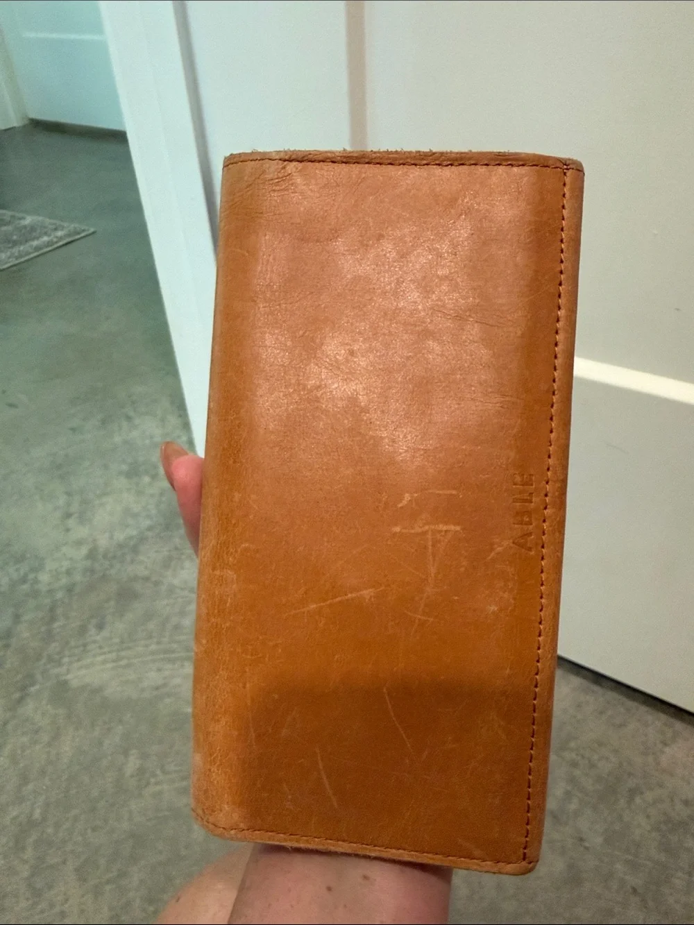 Able Leather Clutch Wallet in Cognac